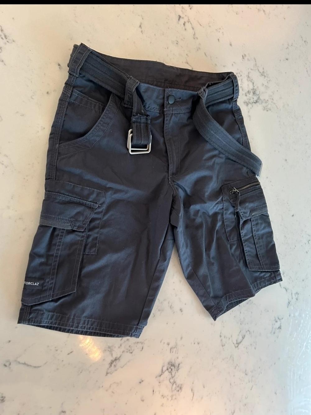 Men's Charcoal Cargo Shorts with Utility Belt